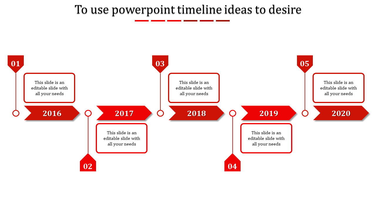 Our Predesigned Editable Timeline PowerPoint-Five Node